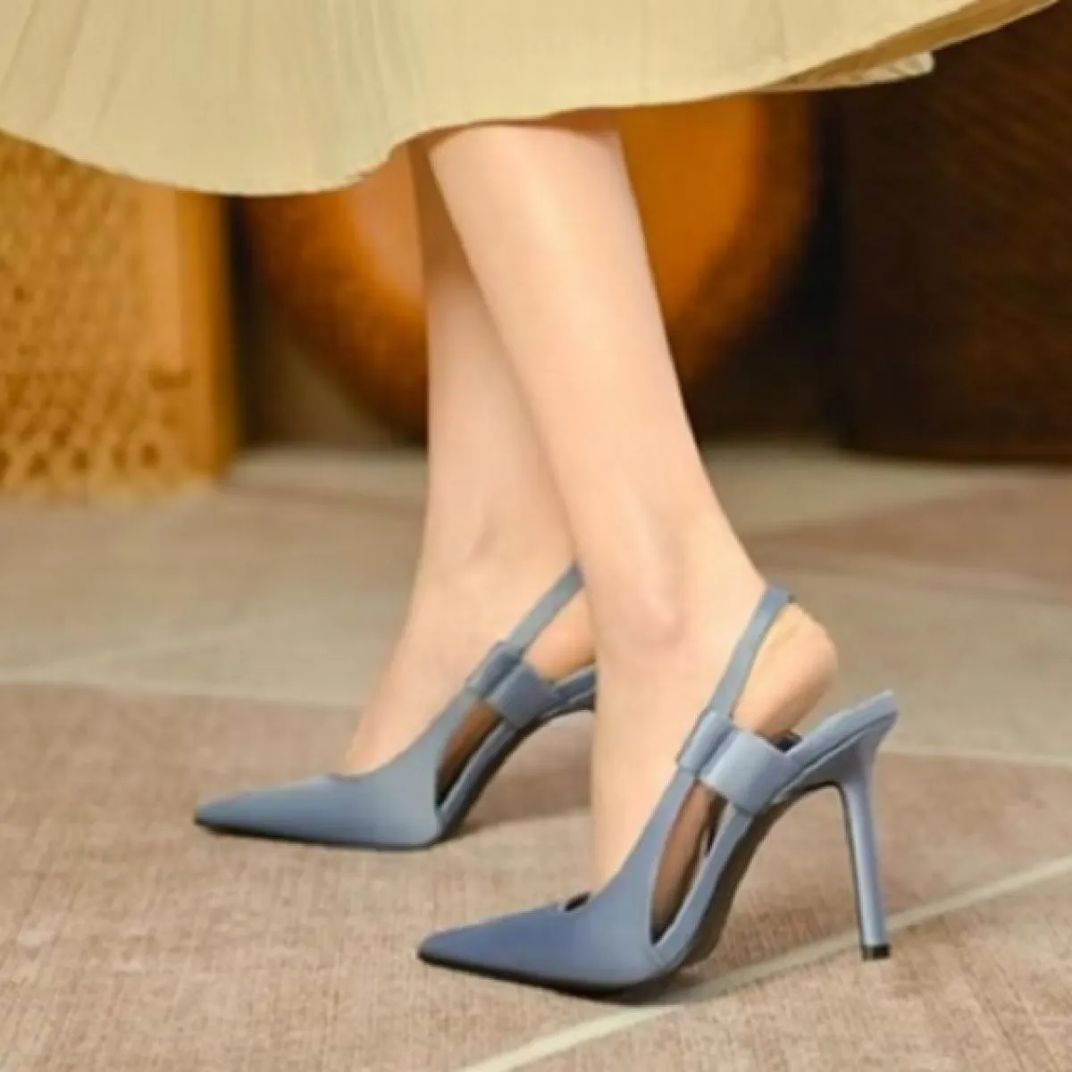 2023 Primavera Nuove Donne di Marca Sandali Slingback Punta a Punta Slip On Sottile Tacco Alto Signore Eleganti Pompa I Scarpe D