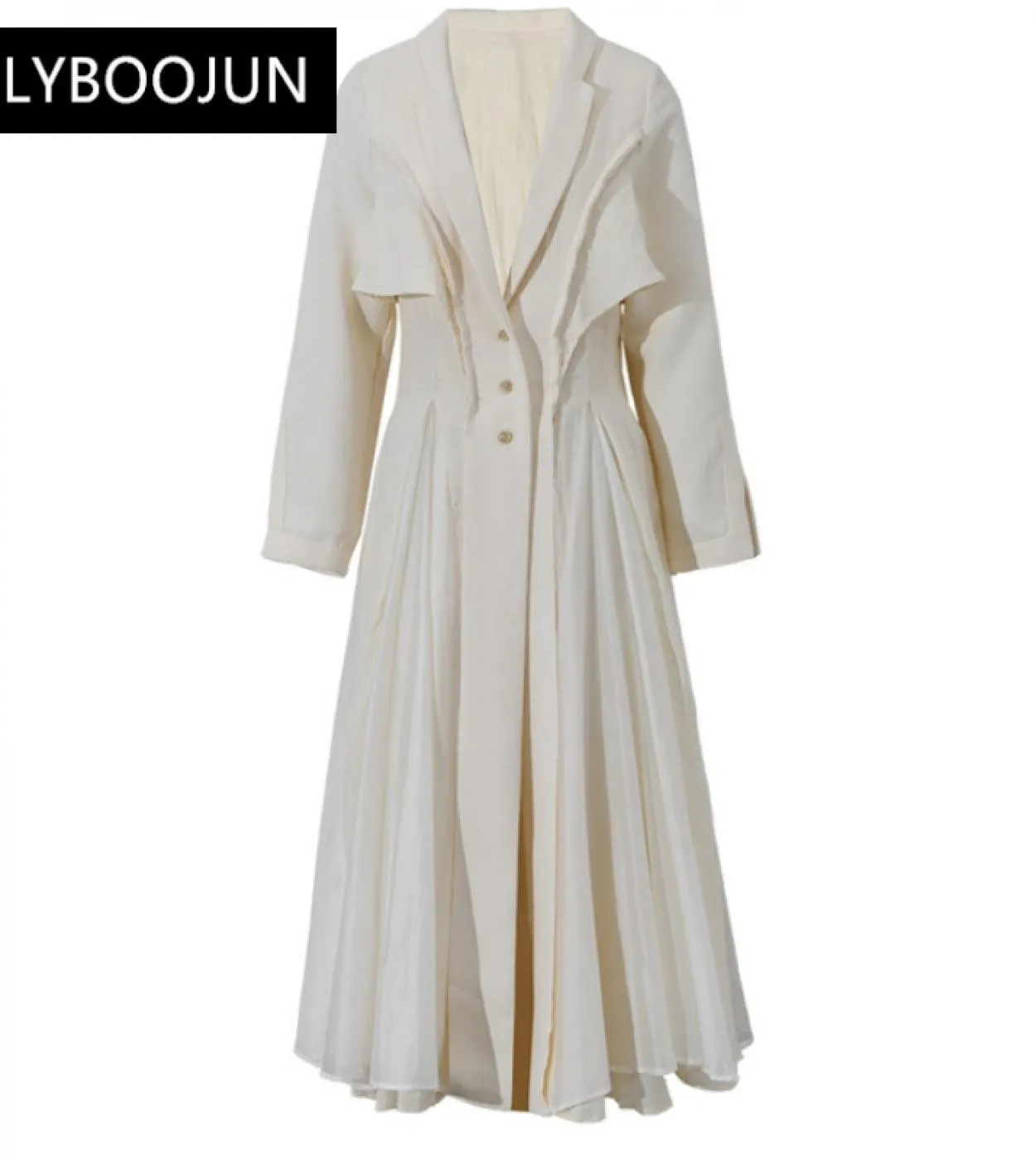 2023 Runway Luxury Spring Trench Coat Taglio vita Solido Jacquard Lino Cotone Big Swing Monopetto Giacche Donna Coagulo