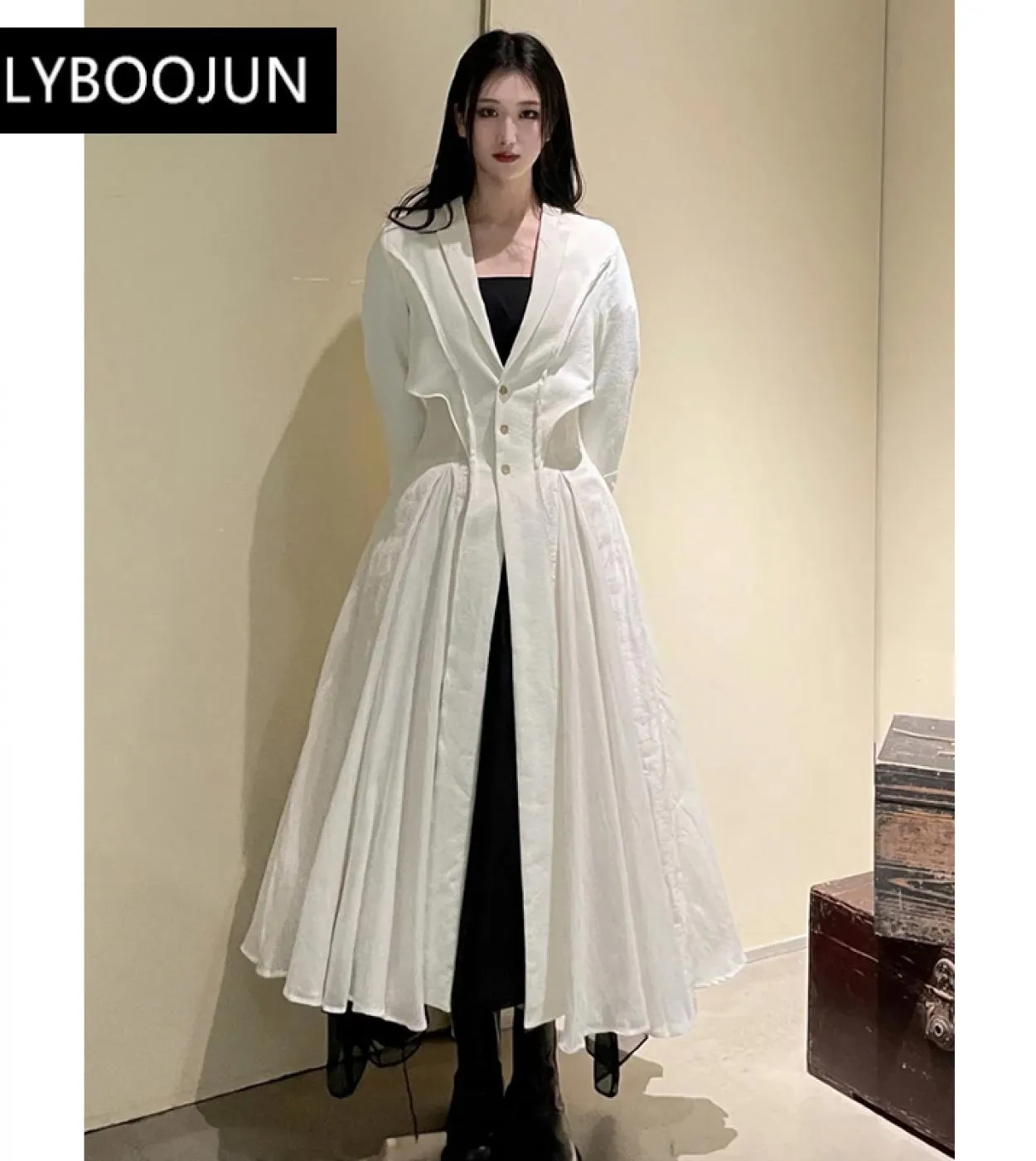 2023 Runway Luxury Spring Trench Coat Taglio vita Solido Jacquard Lino Cotone Big Swing Monopetto Giacche Donna Coagulo