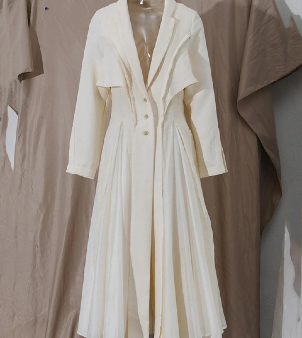 2023 Runway Luxury Spring Trench Coat Taglio vita Solido Jacquard Lino Cotone Big Swing Monopetto Giacche Donna Coagulo