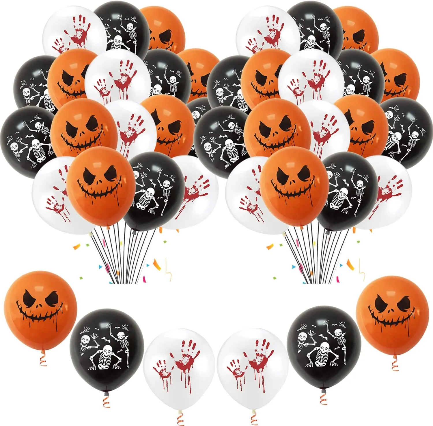 24pcs Halloween palloncini decorazioni set, 12 pollici nero arancione bianco palloncini Happy Halloween fantasma palloncini in l
