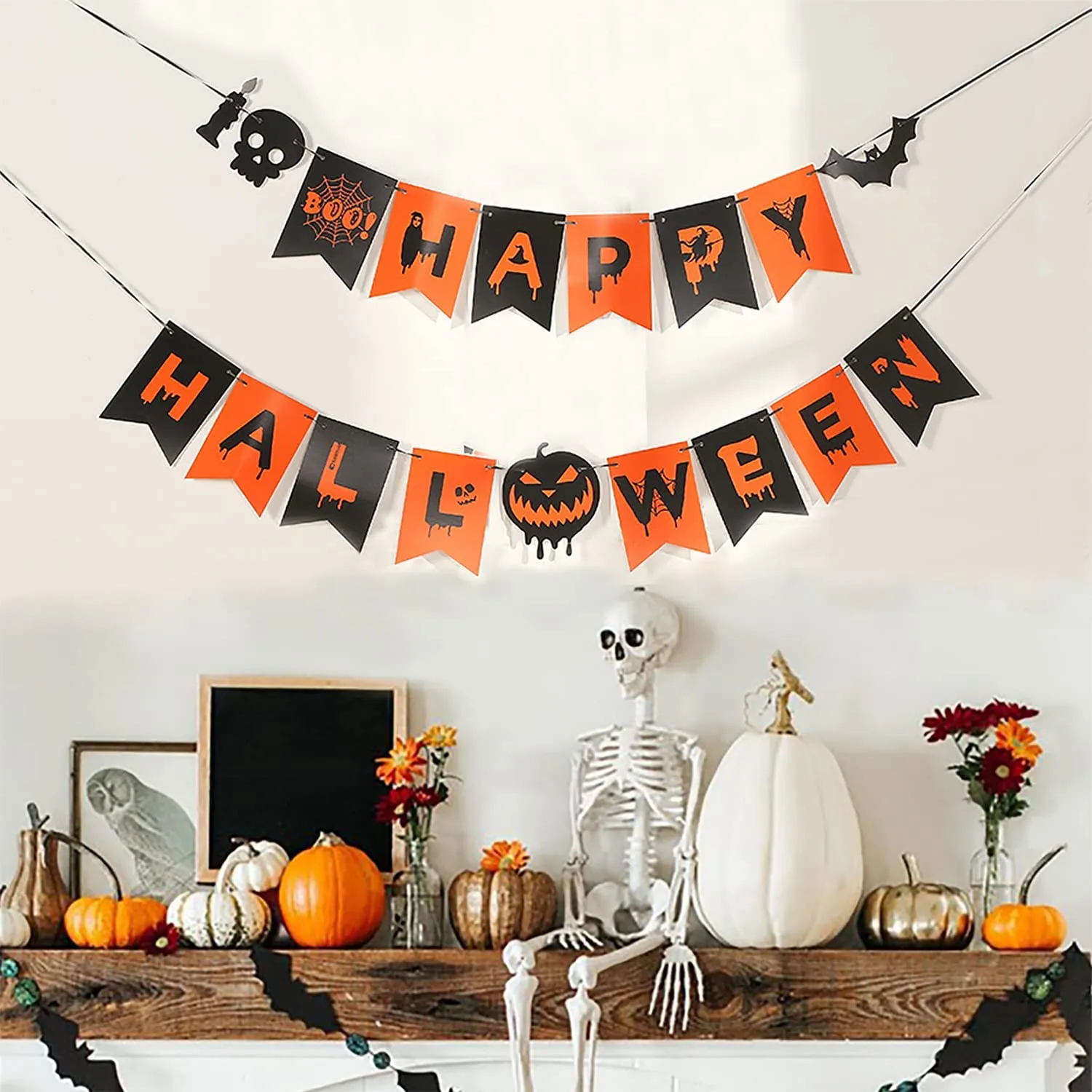24pcs Halloween palloncini decorazioni set, 12 pollici nero arancione bianco palloncini Happy Halloween fantasma palloncini in l