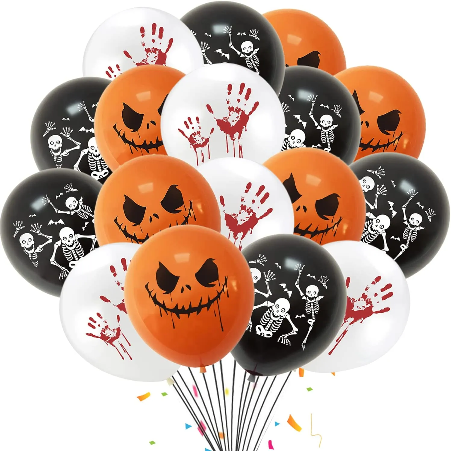 24pcs Halloween palloncini decorazioni set, 12 pollici nero arancione bianco palloncini Happy Halloween fantasma palloncini in l