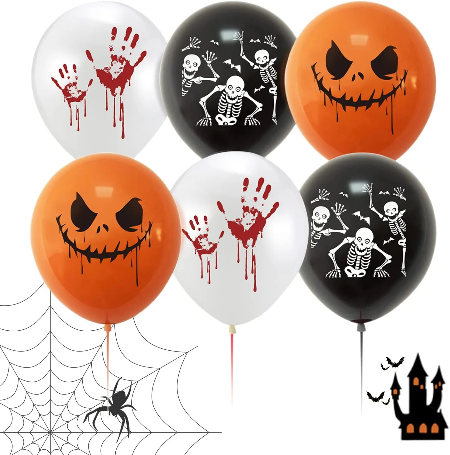 24pcs Halloween palloncini decorazioni set, 12 pollici nero arancione bianco palloncini Happy Halloween fantasma palloncini in l