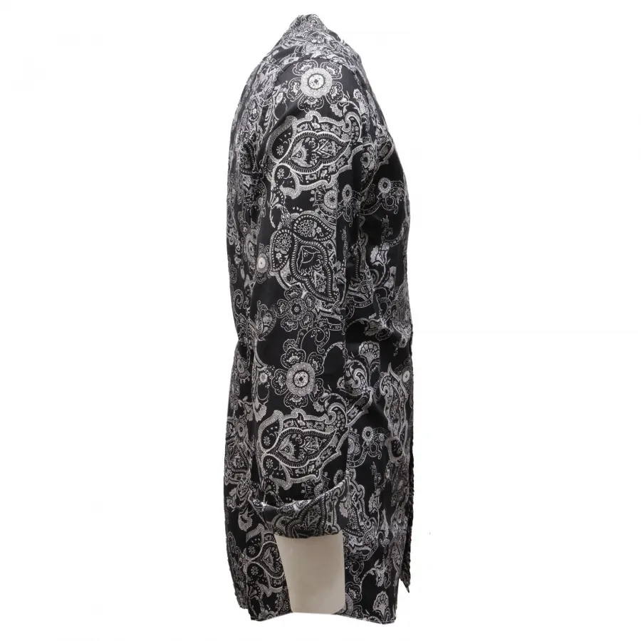 3445AC  camicia girocollo uomo PEROSINO BANDANA cotton black/white shirt men