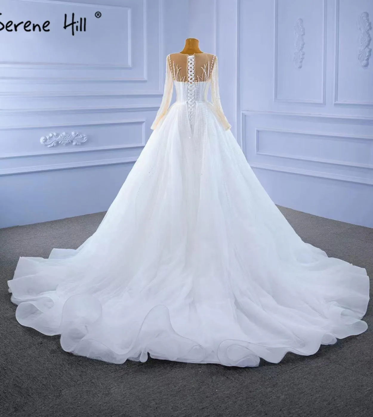 Abiti da sposa con gonna staccabile bianca Serene Hill 2023 Abiti da sposa di lusso eleganti a sirena Hm67315 Custom Madewedding