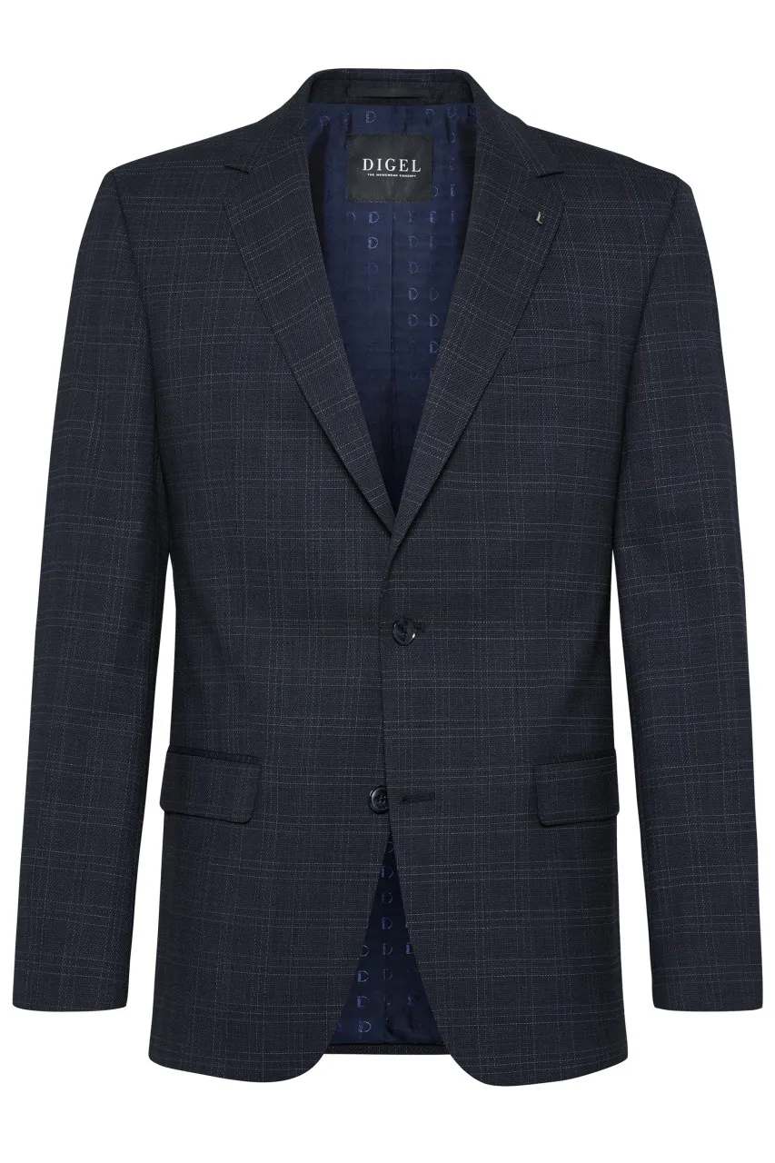 Abito blu a quadri digel drop quattro corto lana stretch comfort