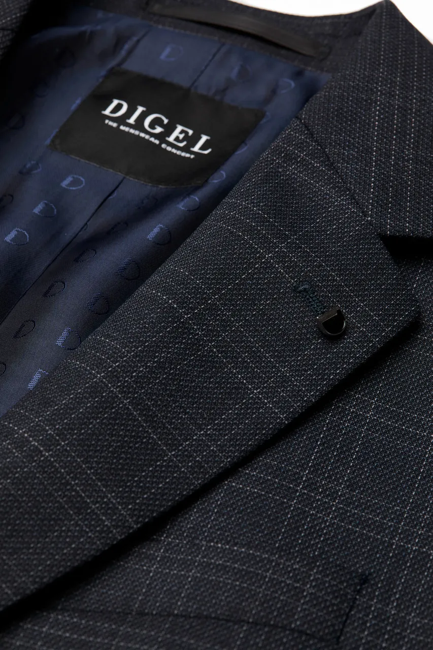 Abito blu a quadri digel drop quattro corto lana stretch comfort
