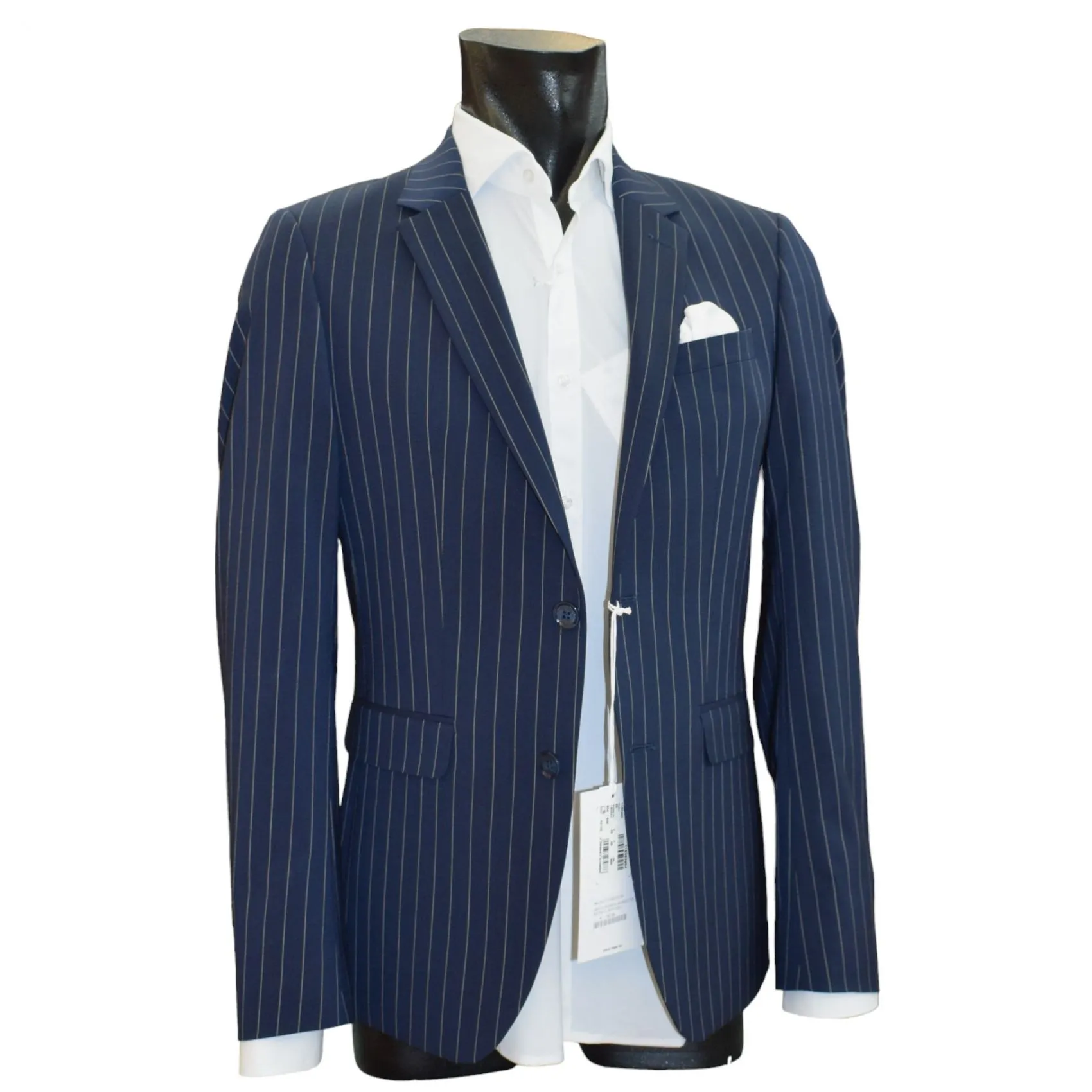 Abito blu gessato digel in lana marzotto extra slim fit