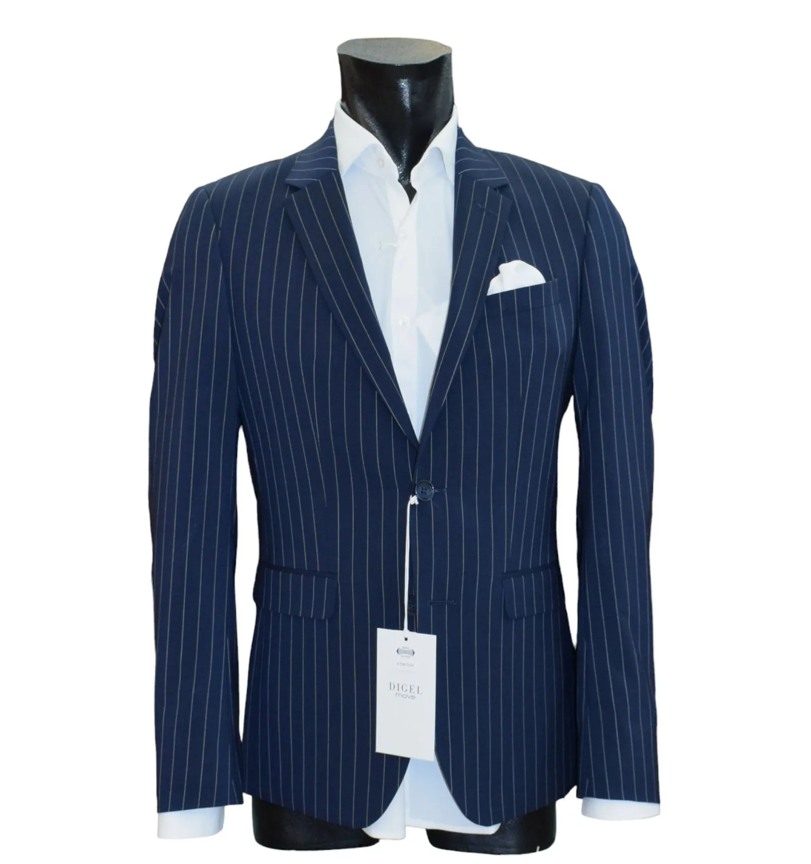 Abito blu gessato digel in lana marzotto extra slim fit