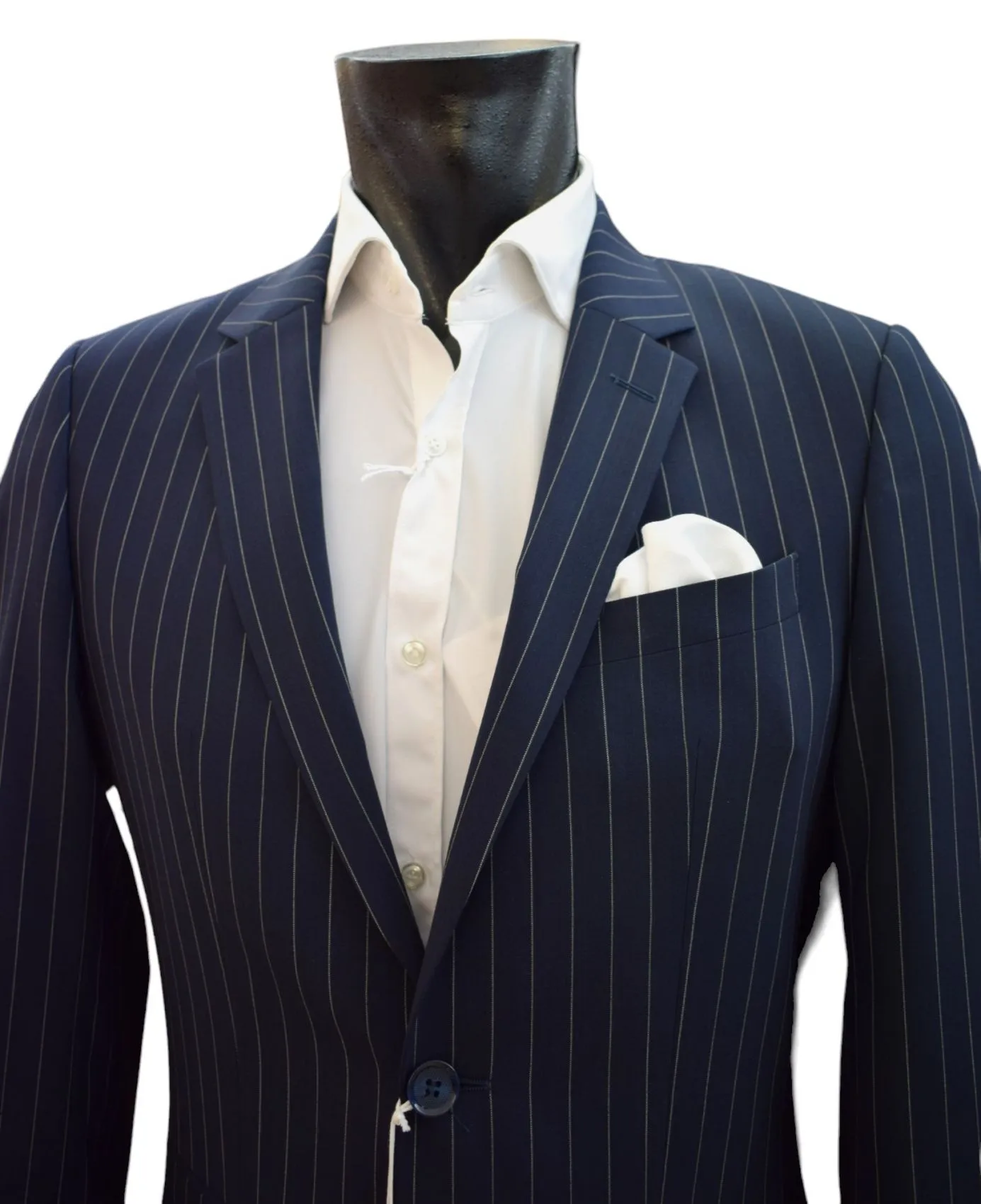 Abito blu gessato digel in lana marzotto extra slim fit