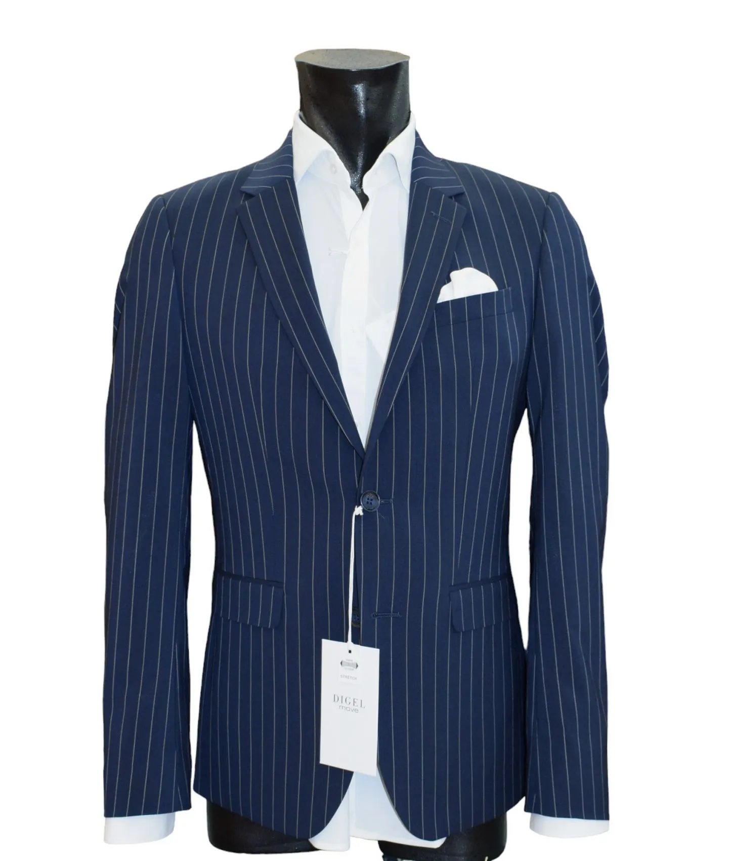 Abito blu gessato digel in lana marzotto extra slim fit