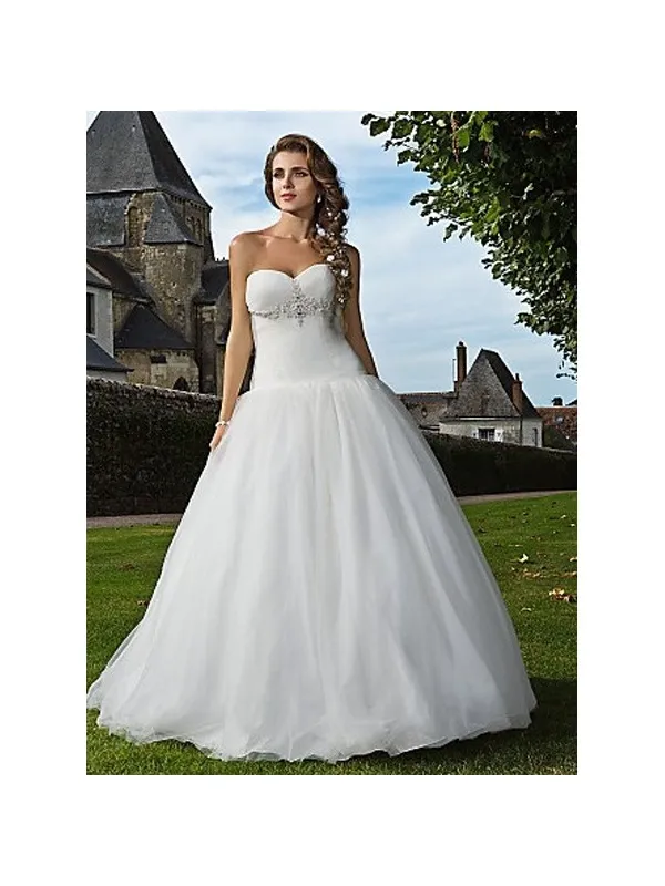 Abito da sposa bustier a vita bassa con gonna morbida in tulle