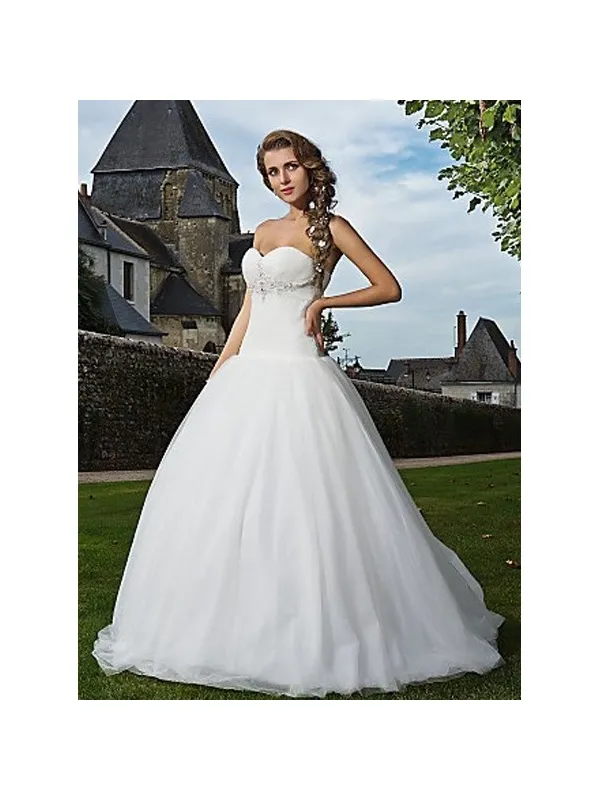 Abito da sposa bustier a vita bassa con gonna morbida in tulle