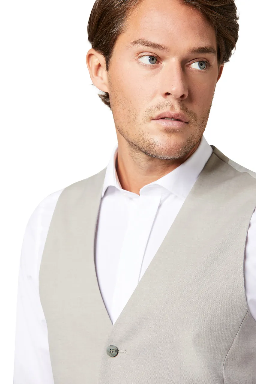 Abito elegante beige digel slim fit con gilet e papillon
