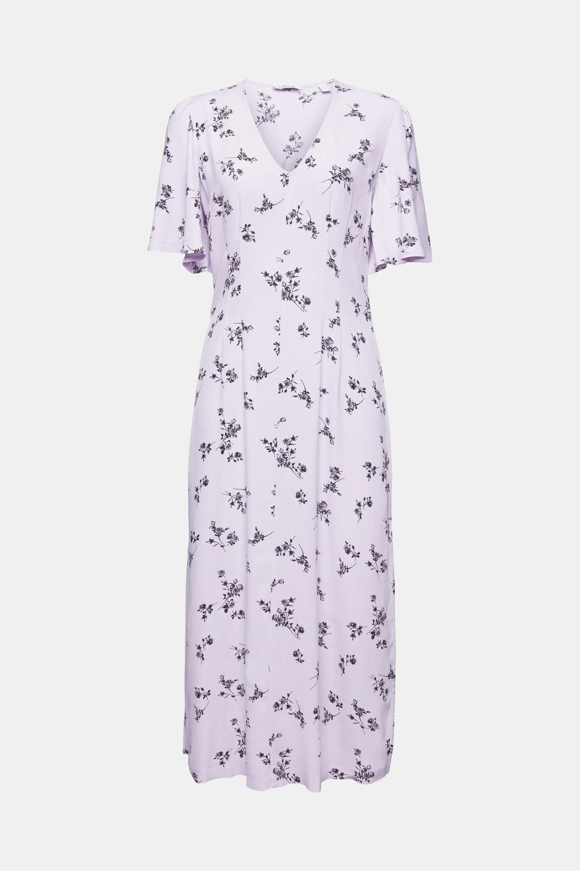 Abito midi stampato con scollo a V