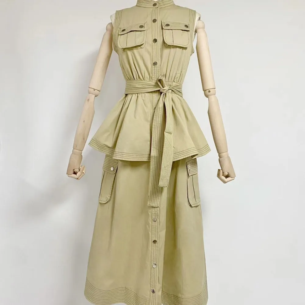 Abito stile abbigliamento da lavoro retrò francese per pausa tè per donna, design estivo, gonna di media lunghezza casual dimagr