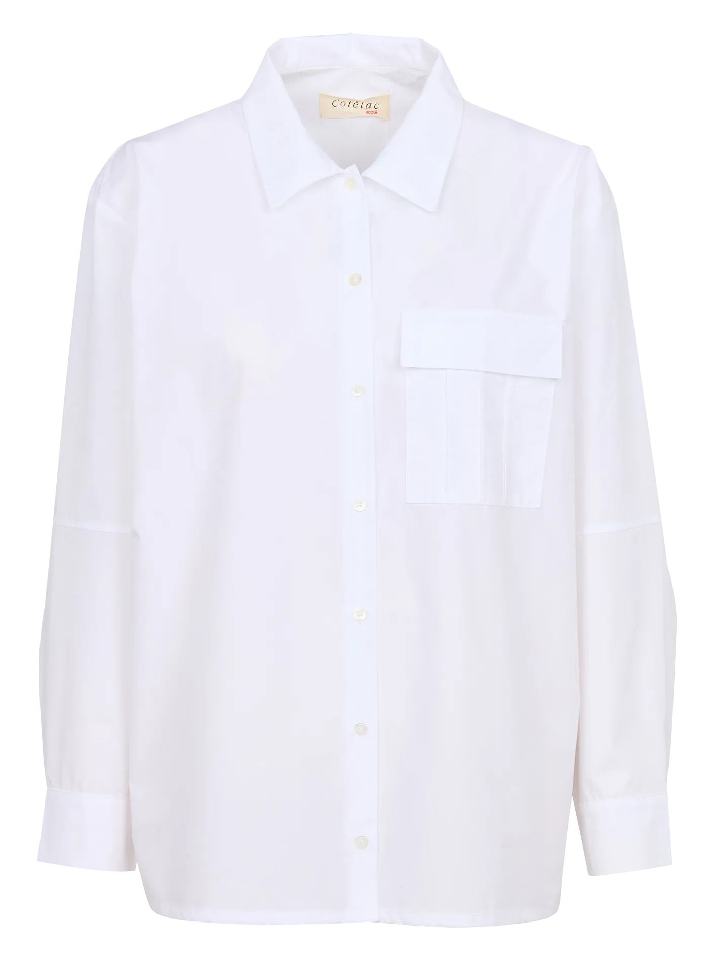  ACOTE   RON - Camicia ampia con collo classico in cotone bio | Bianco