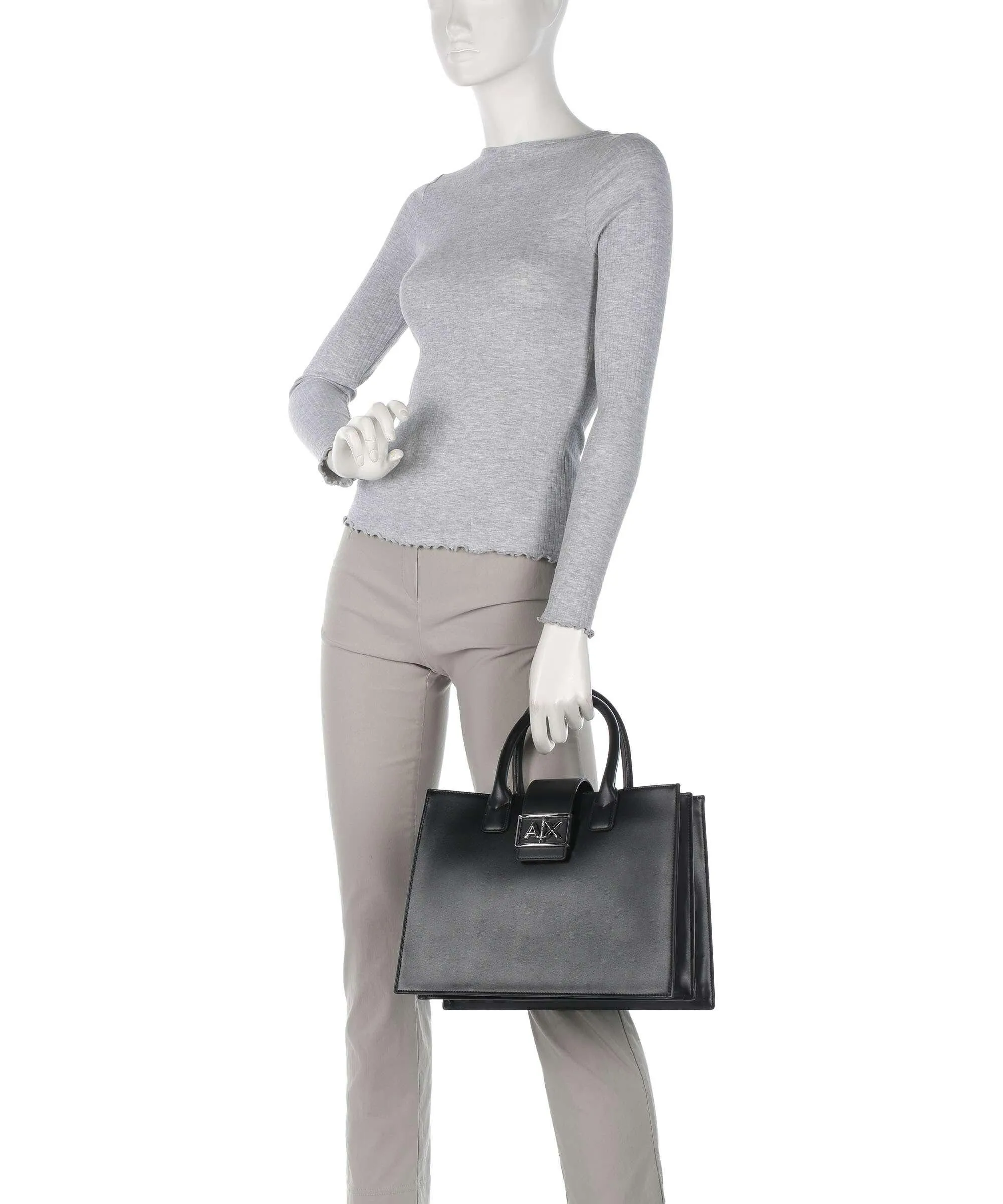  Armani Exchange Jodie M Borsa a mano pelle sintetica nero  