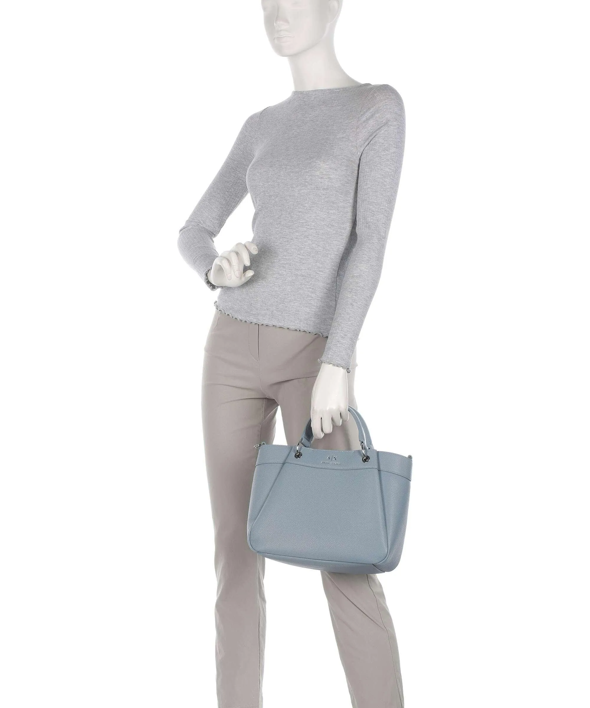 Armani Exchange Wave M Borsa a mano pelle sintetica blu-grigio  