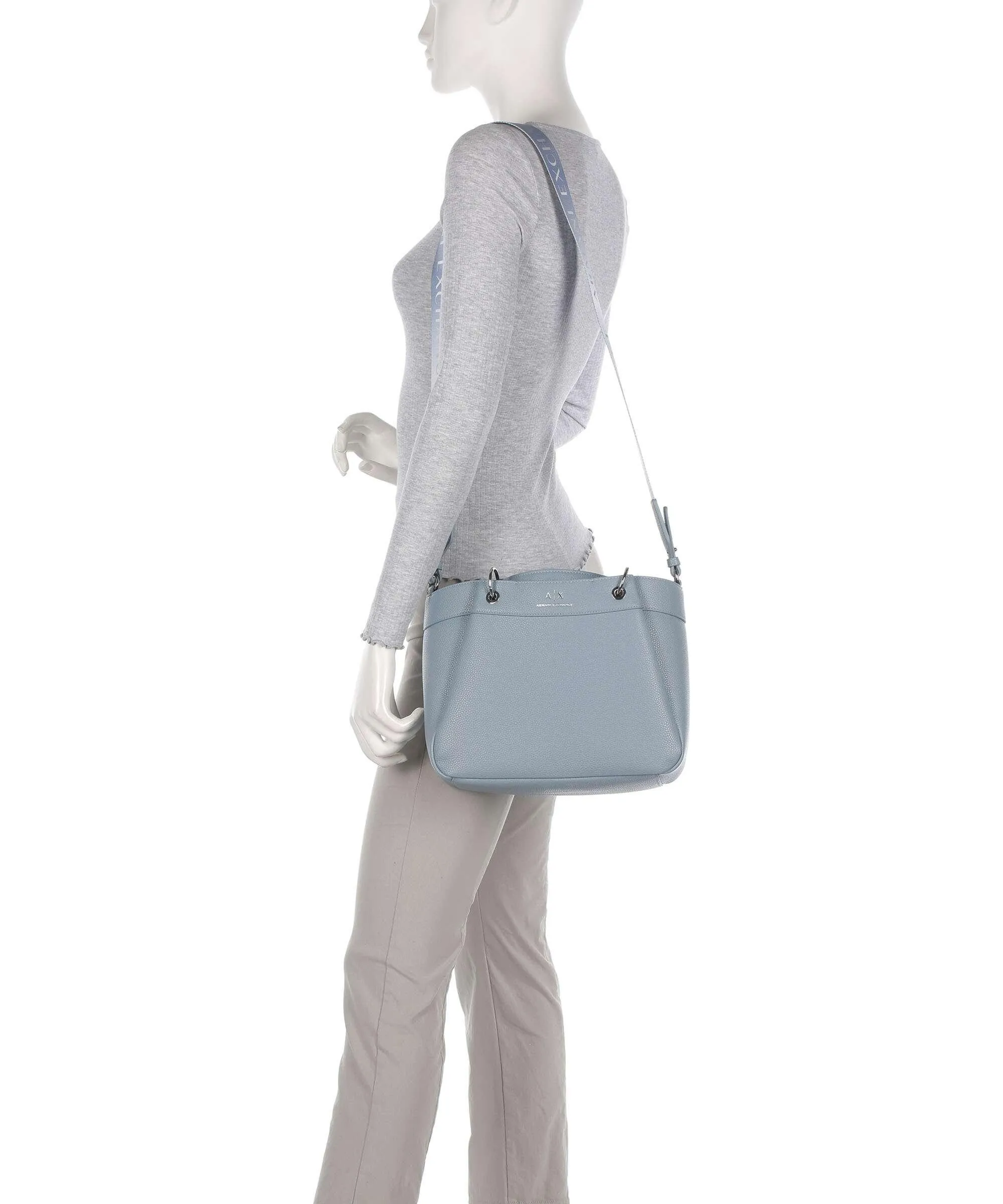 Armani Exchange Wave M Borsa a mano pelle sintetica blu-grigio  