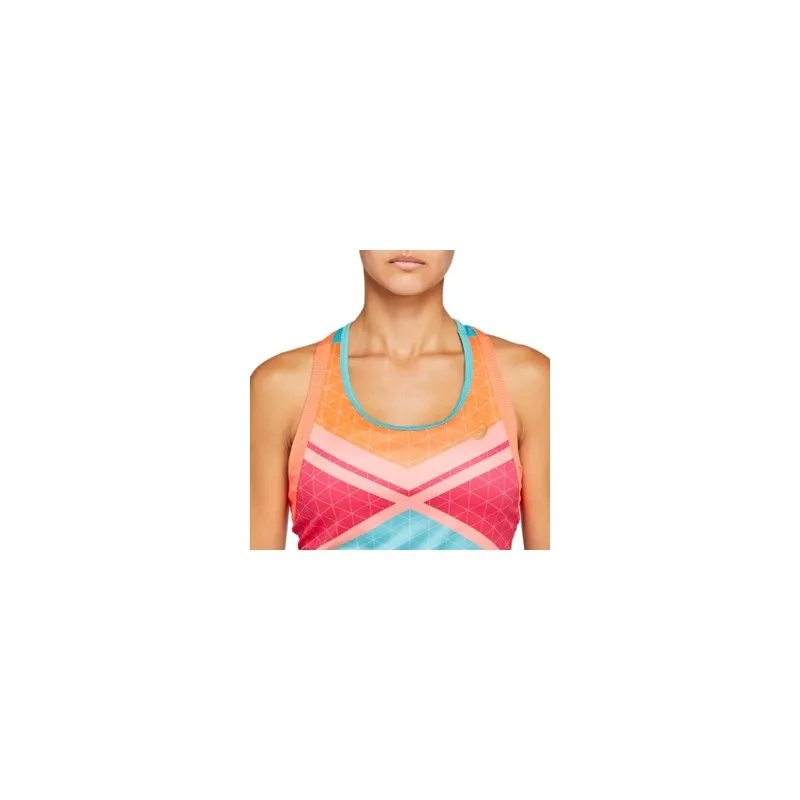 ASICS TENNIS GPX TANK W CANOTTA TECNICA PADEL TENNIS TRAINING DONNA - TURCHESE/ARANCIONE/ROSA