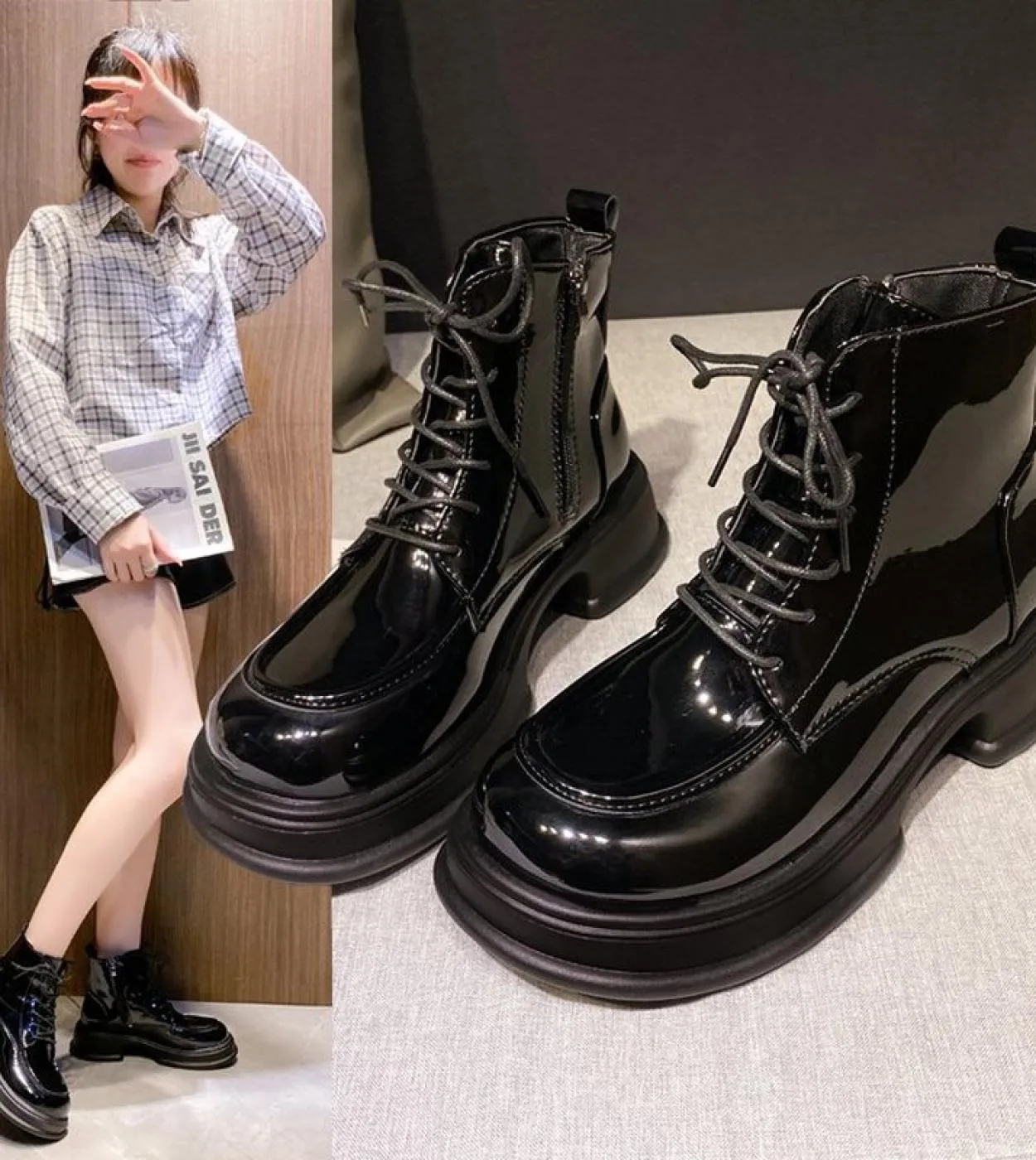 Autunno nero stringate scarpe da donna scarpe con plateau per stivali da donna spedizione gratuita stivali sportivi di lusso da