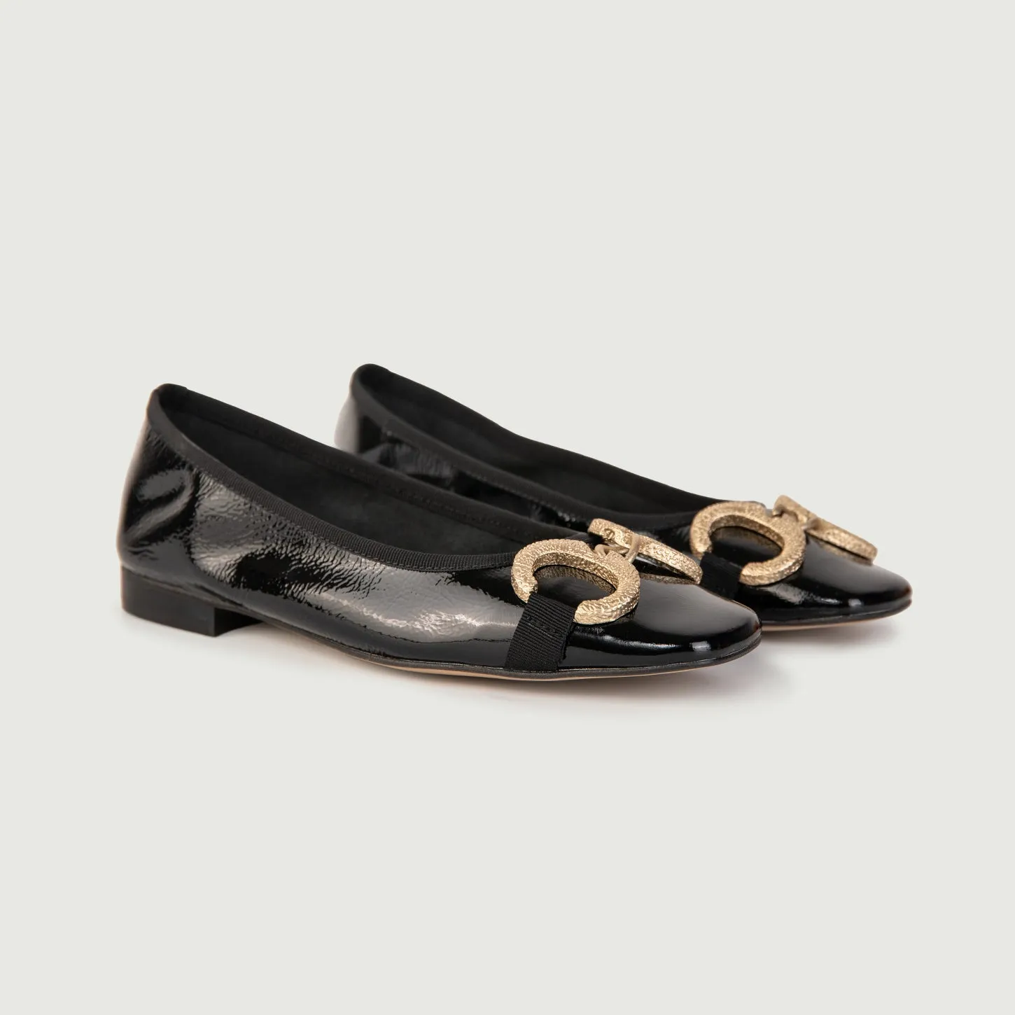 BALLERINE IN NAPLAK NERO CON DETTAGLIO IN METALLO