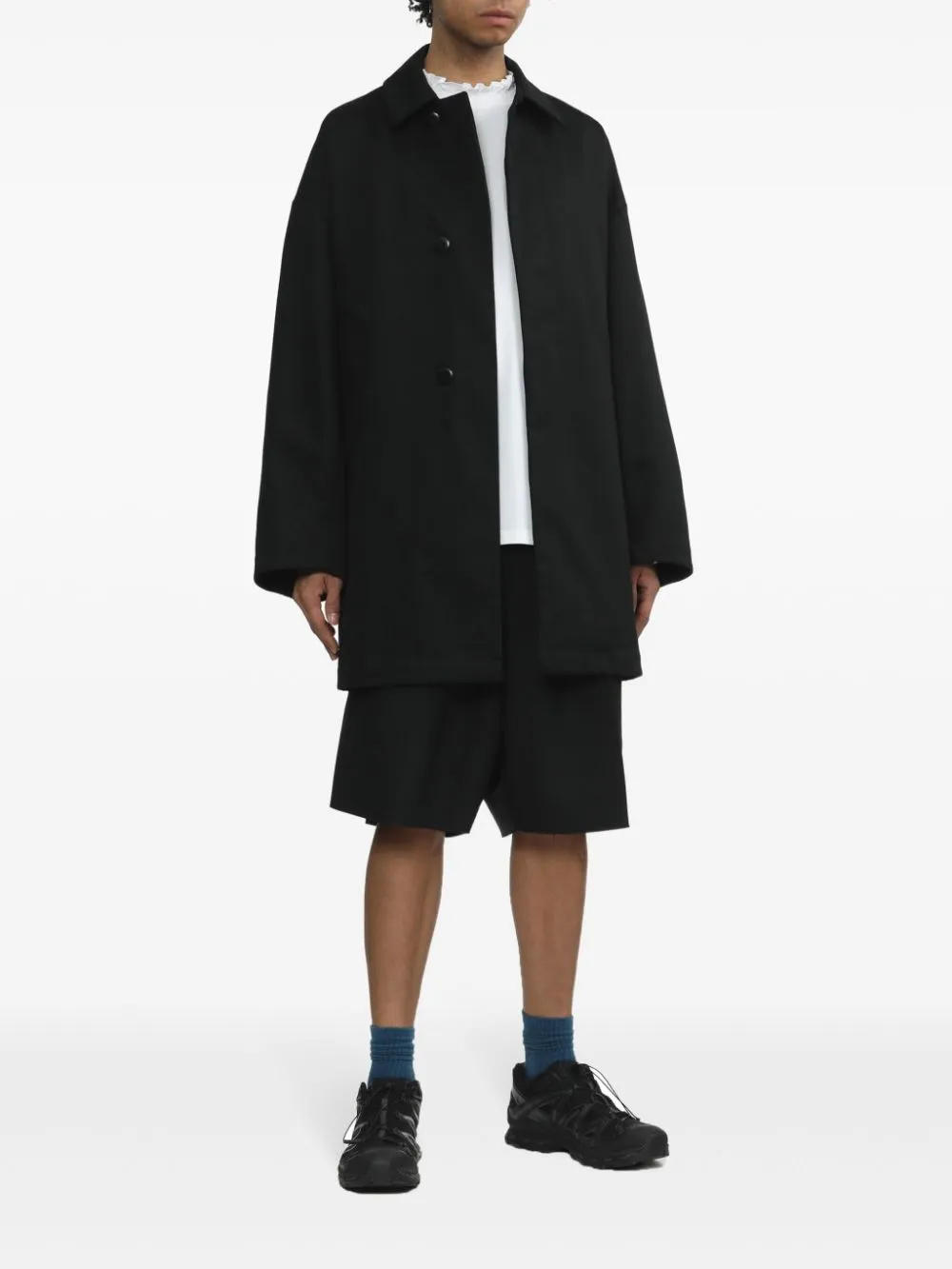 Bermuda con pieghe in nero - uomo