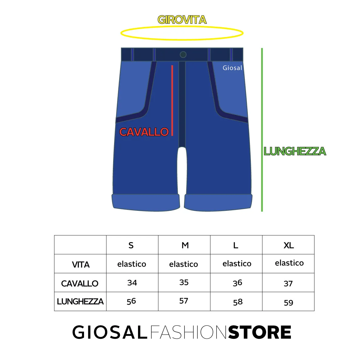 Bermuda Pantaloncino Uomo Corto Verde Elastico GIOSAL-PC1355A