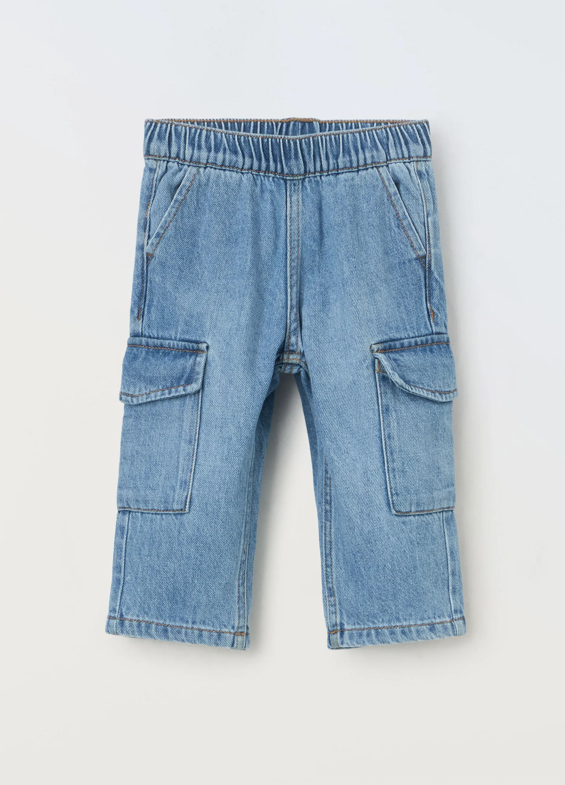BLUKIDS  Pantaloni cargo in denim di misto cotone neonato