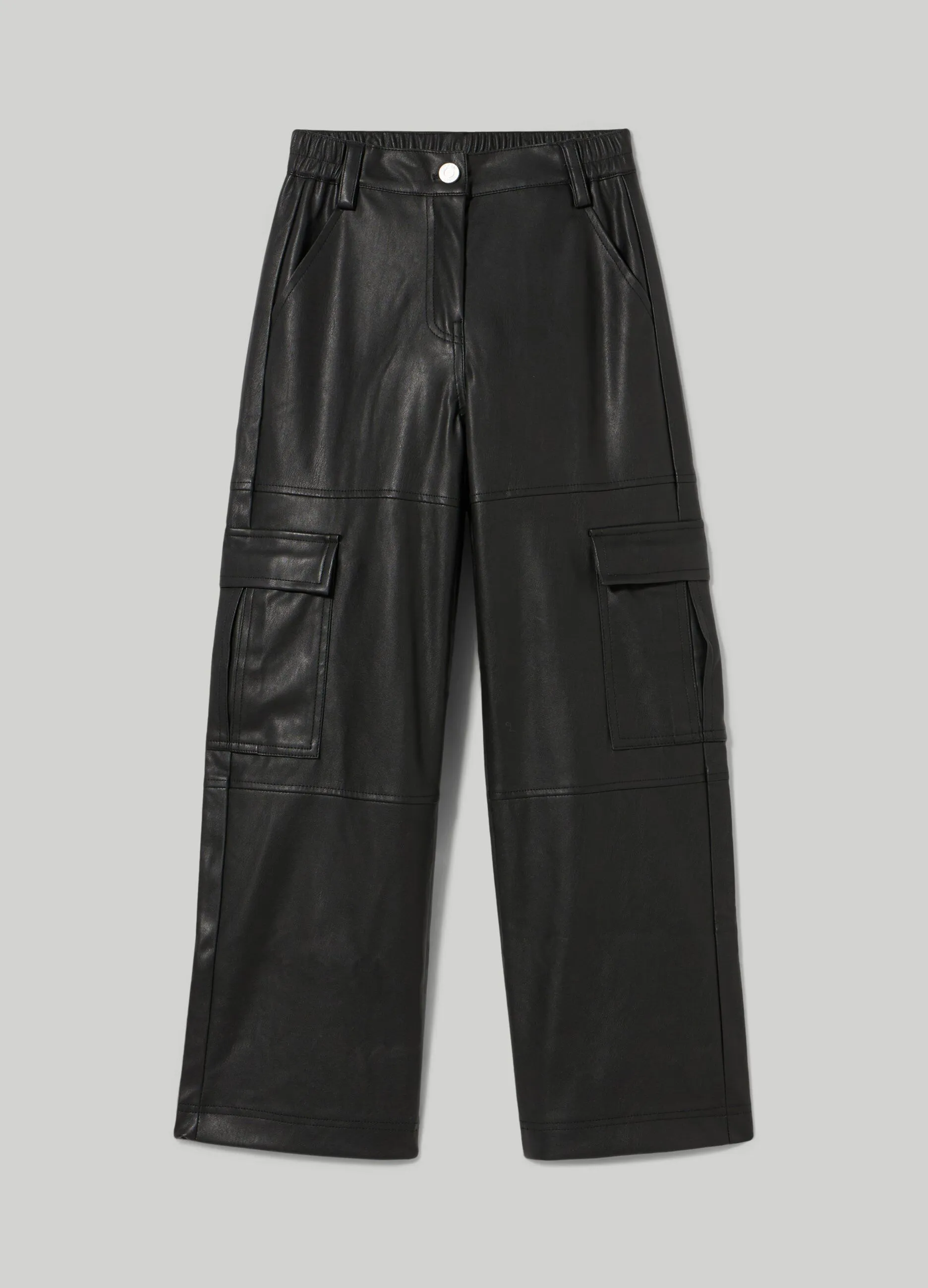 BLUKIDS  Pantaloni cargo in finta pelle ragazza