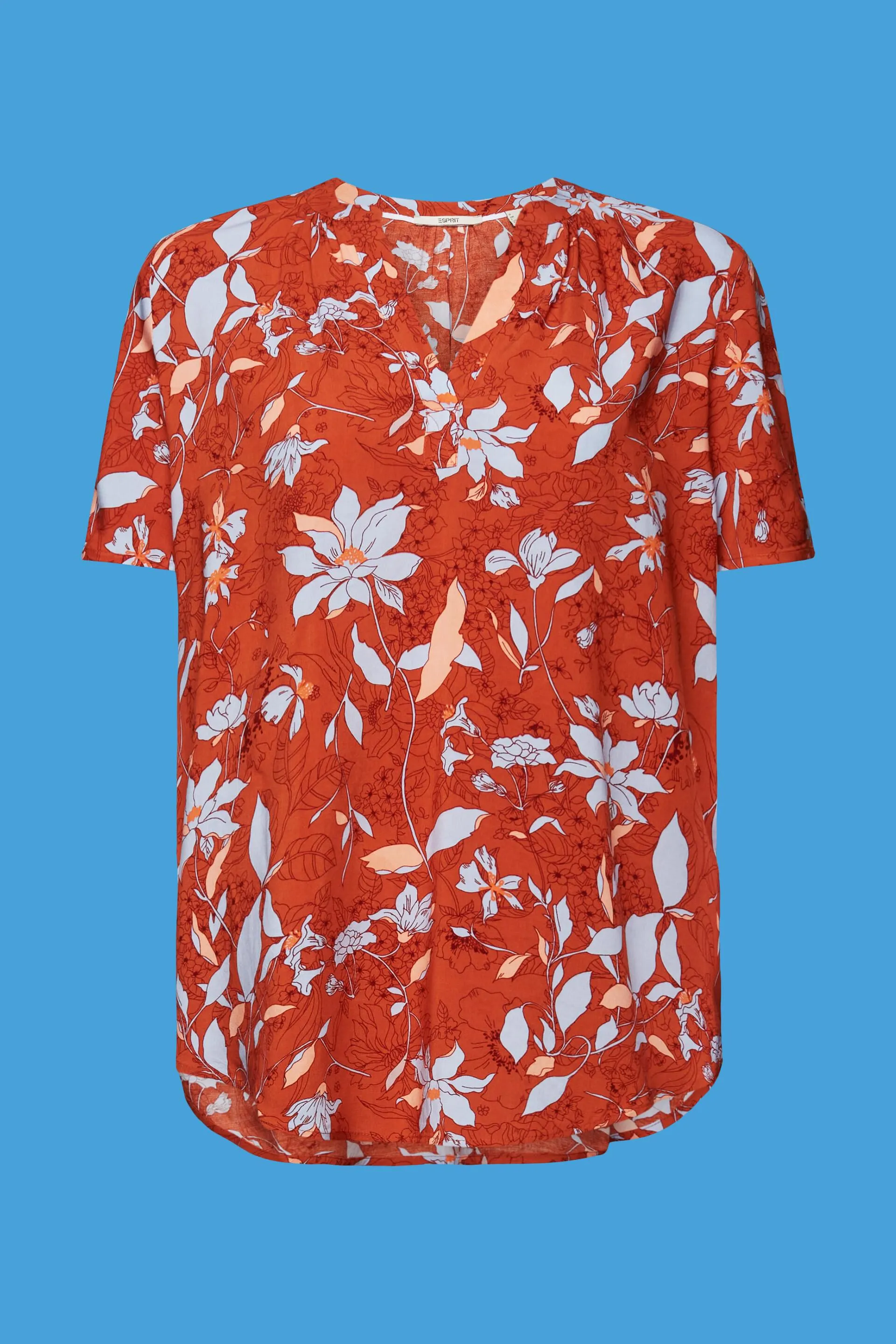 Blusa floreale con spacco sullo scollo