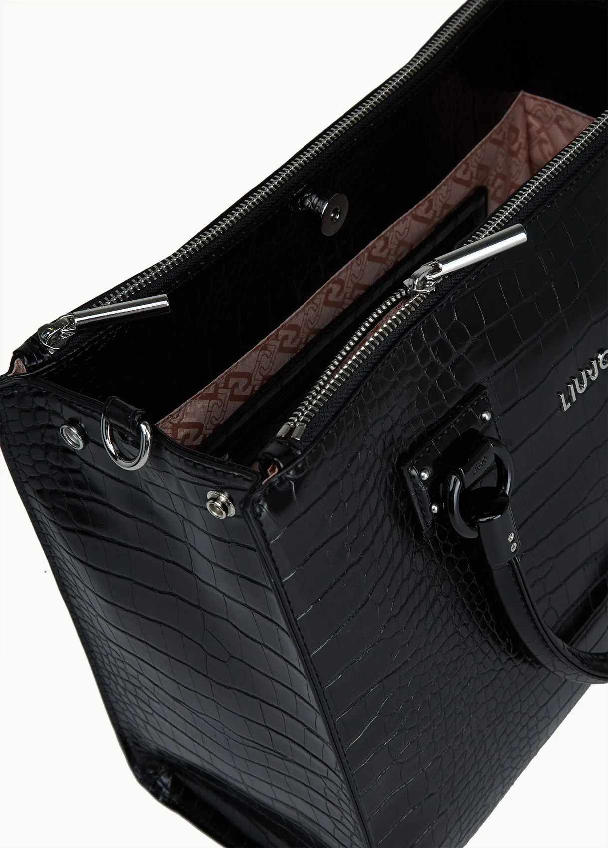 Borsa a mano effetto coccodrillo