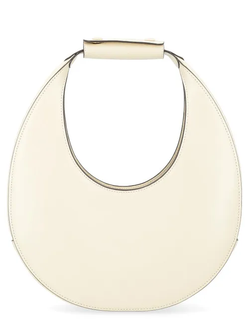 Borsa a spalla Staud Moon in pelle color crema