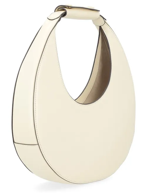 Borsa a spalla Staud Moon in pelle color crema