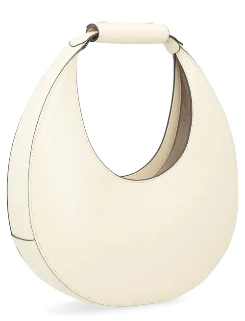 Borsa a spalla Staud Moon in pelle color crema