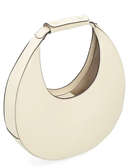 Borsa a spalla Staud Moon in pelle color crema
