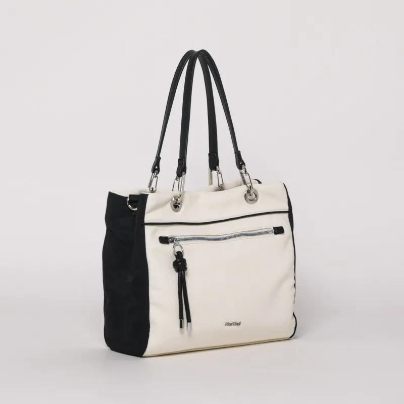BORSA SHOPPER BICOLOR NERO