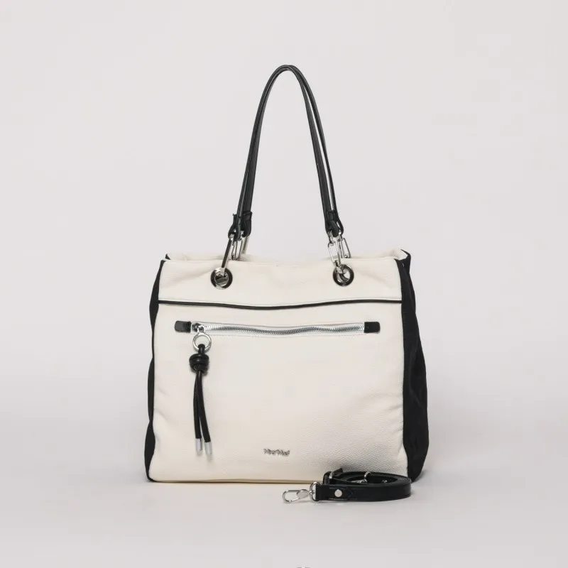 BORSA SHOPPER BICOLOR NERO