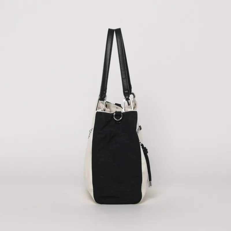 BORSA SHOPPER BICOLOR NERO