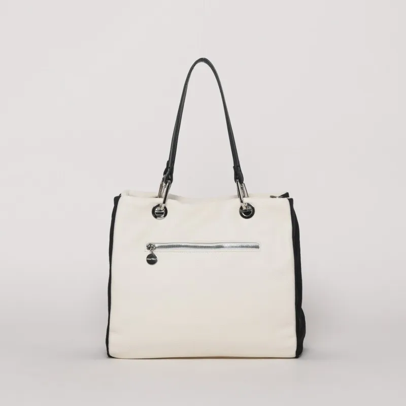 BORSA SHOPPER BICOLOR NERO