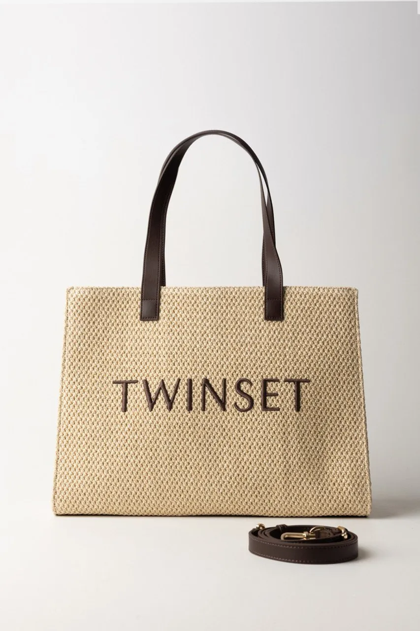Borsa shopper con logo lettering PAGLIA
