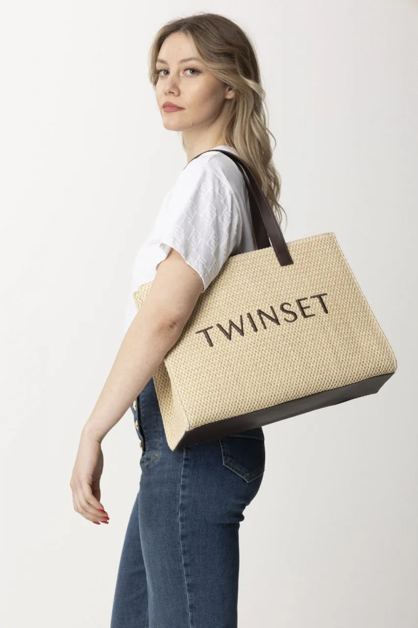 Borsa shopper con logo lettering PAGLIA