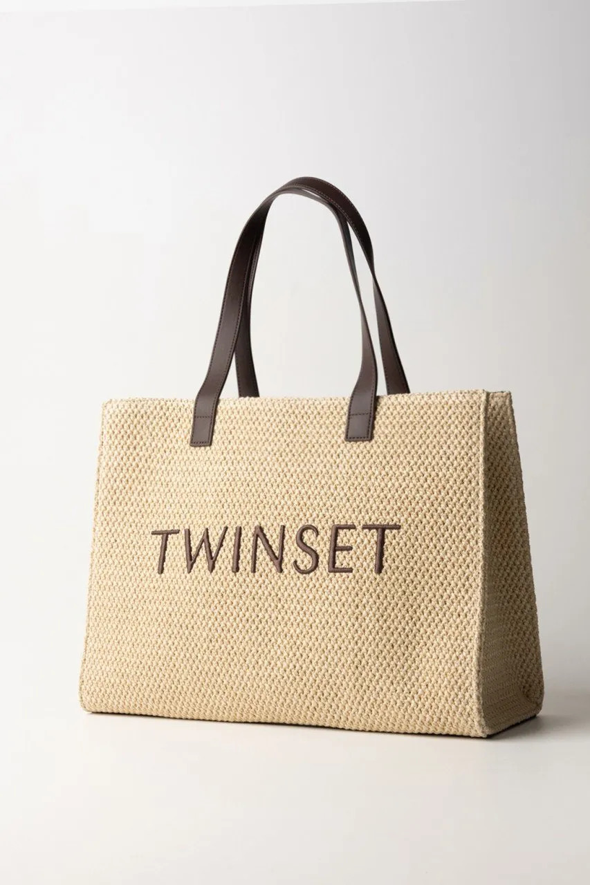 Borsa shopper con logo lettering PAGLIA