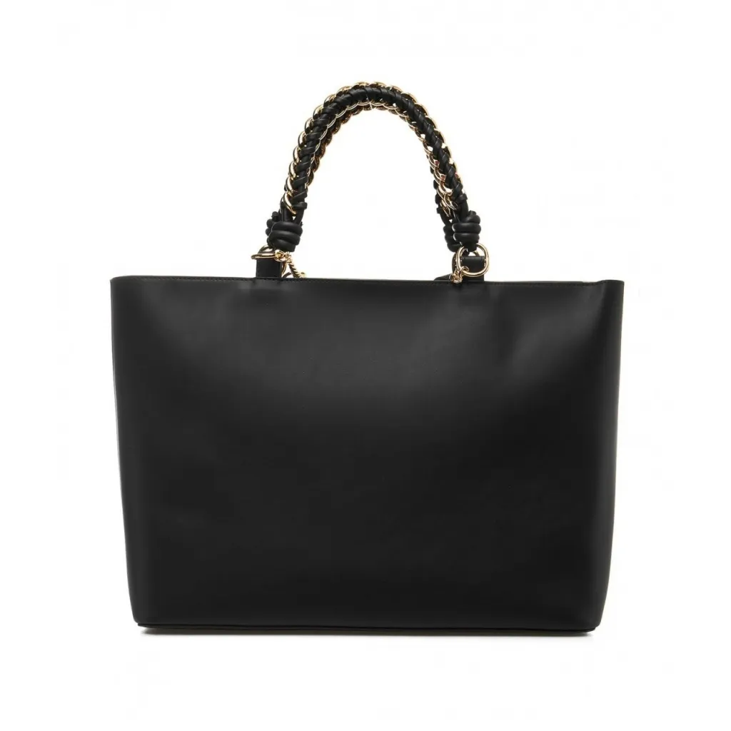 Borsa shopper con logo nero