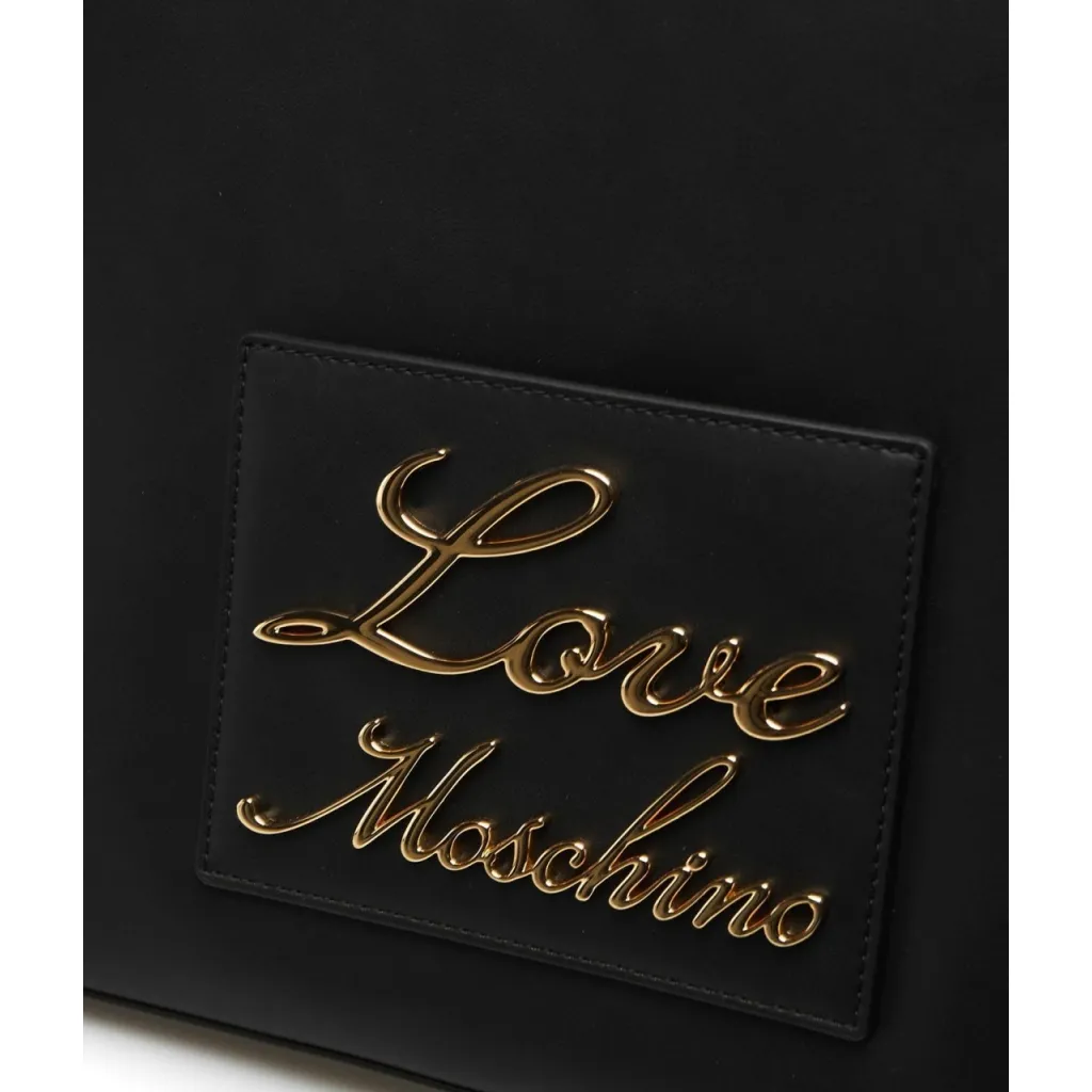 Borsa shopper con logo nero