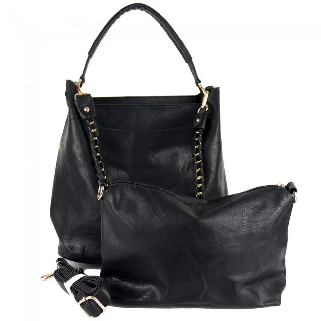 Borsa shopper donna nera con catena