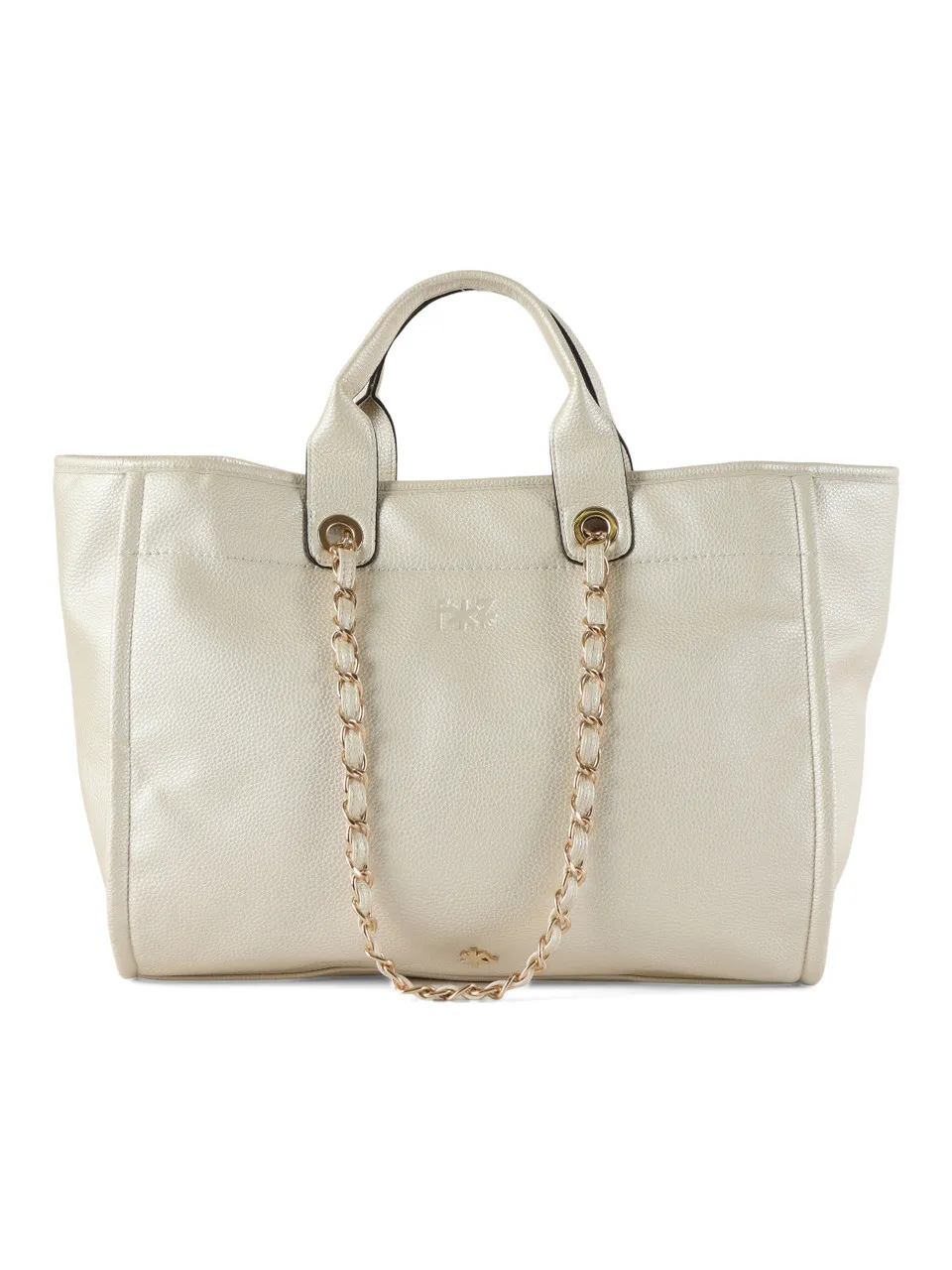 Borsa shopper effetto martellato con logo impresso