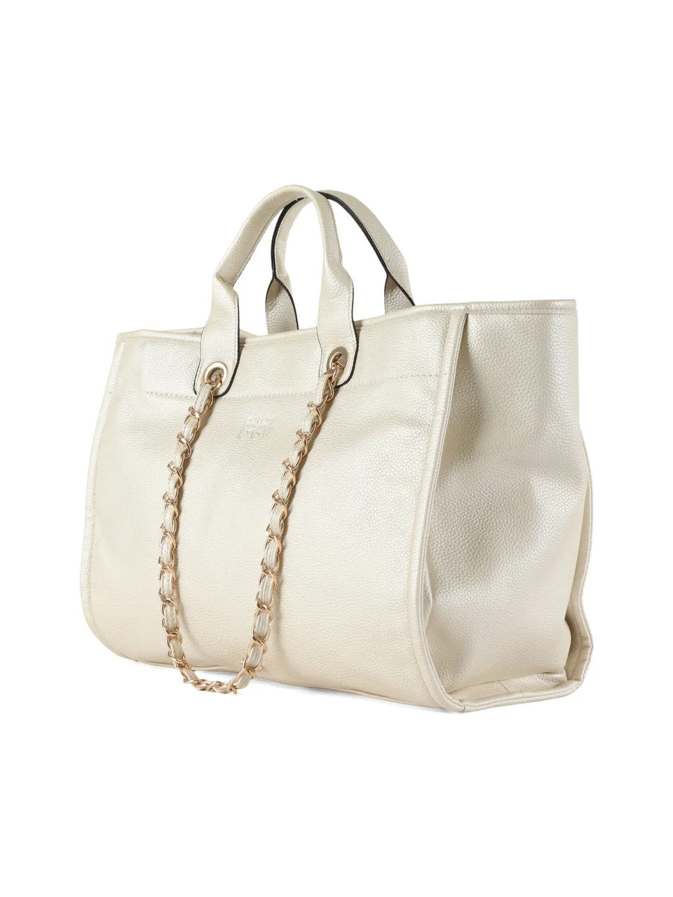 Borsa shopper effetto martellato con logo impresso